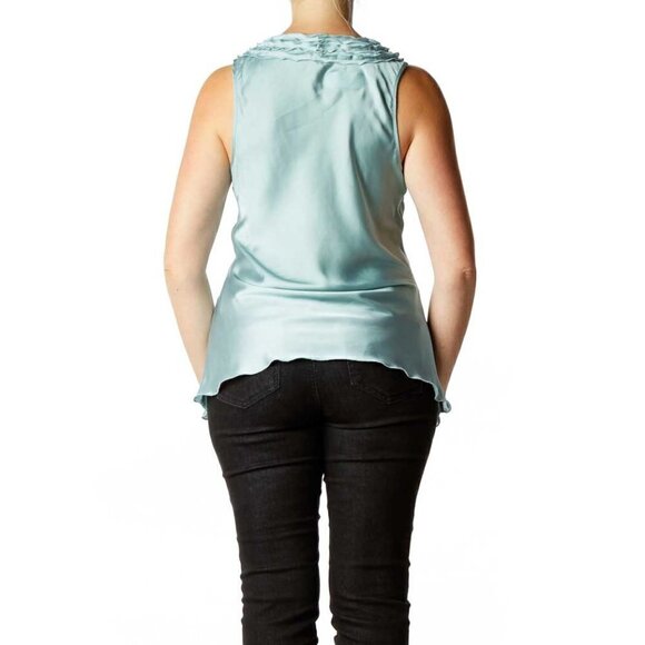 Kenar Blue Beaded Satin Tank - Picture 2 of 3